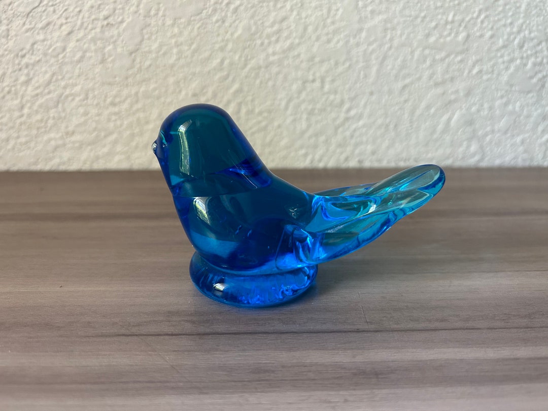 Vintage Glass Bird Blue Bird of Happiness Made in USA Signed Etsy