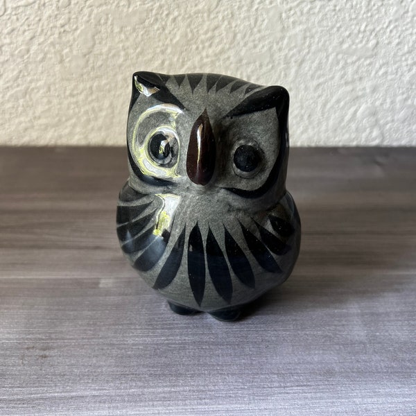 Vintage Tonala Owl Figurine Mexican Pottery Folk Art, Vintage Mexican Pottery Owl Collectible