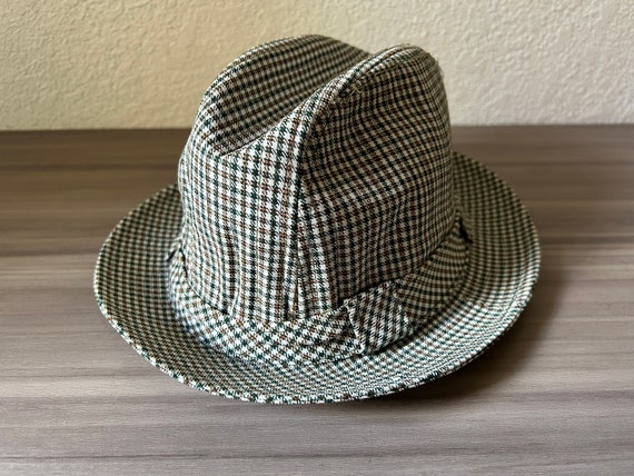 Vintage 1970s Stetson Fedora Hat Check Plaid Ging… - image 3