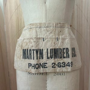 Vintage distressed 1940&#39;s Martyn Lumber Company Hardware Store Apron, Vintage Carpenter Apron, Vintage Advertising Apron