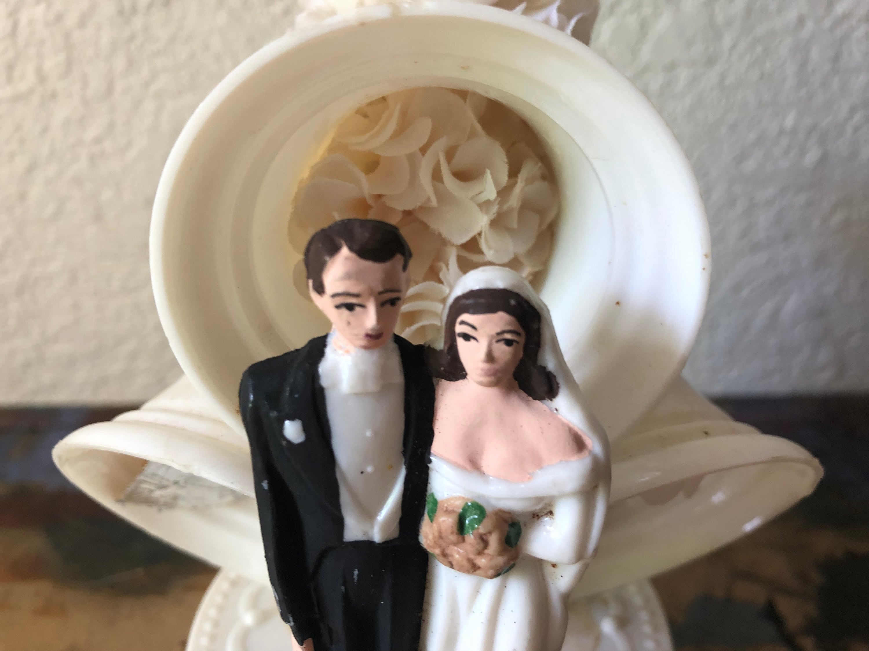 Vintage 1950s wedding cake topper bride and groom with | Etsy
