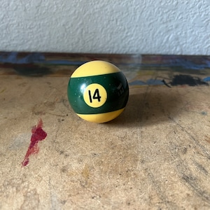 Antique Billiard Ball Green Number 14 Standard Pool Ball Size, Collectible, Home Decor, Altered Art