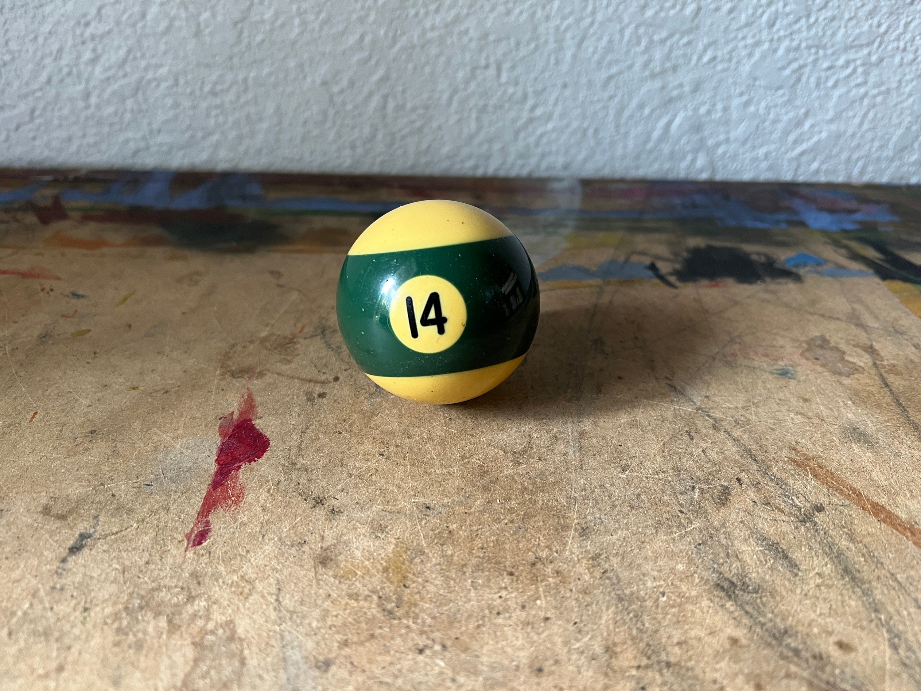 Antique Billiard Ball Green Number 14 Standard Pool Ball Size