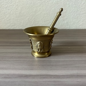 Vintage French Baroque Bronze Mortar, Antique Mortar and Pestle, Apothecary Mortar and Pestle