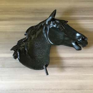 Vintage Cast Iron Horse Head Tivet Tray, Vintage Cast Iron Horse Head Bronze, Equestrian Decor