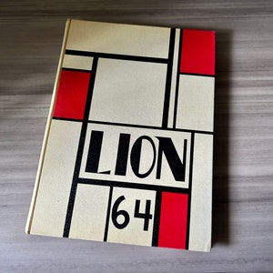 Vintage Yearbook, Lion 1964,  High School, Memory Lane, vintage ephemera, Keepsake, Paper Americana
