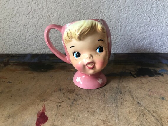 Vintage NAPCO Miss Cutie Pie Mug A3511/P1 Girl Pink With Vintage NAPCO Miss Cutie Pie Mug A3511/P1 Girl Pink With