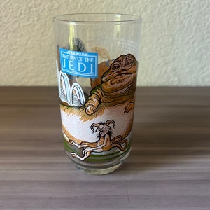 1983 Star Wars Return of the Jedi Tumblers Glassware, 1980s Coca Cola  Burger King Promo Glasses, Slave Leia, Jabba the Hutt, Darth Vader 