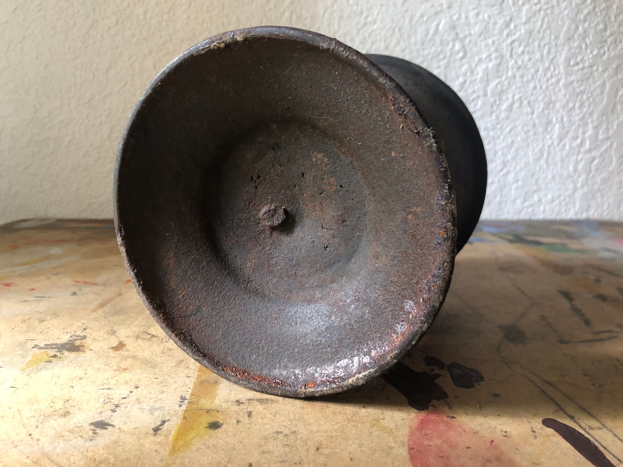 Antique Footed Cast Iron Mortar and Pestle, Apothecary
