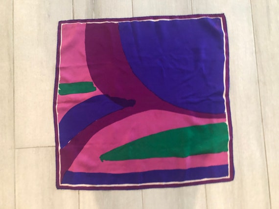Vintage Vera Neumann Scarf Mod Purple, pink and G… - image 1