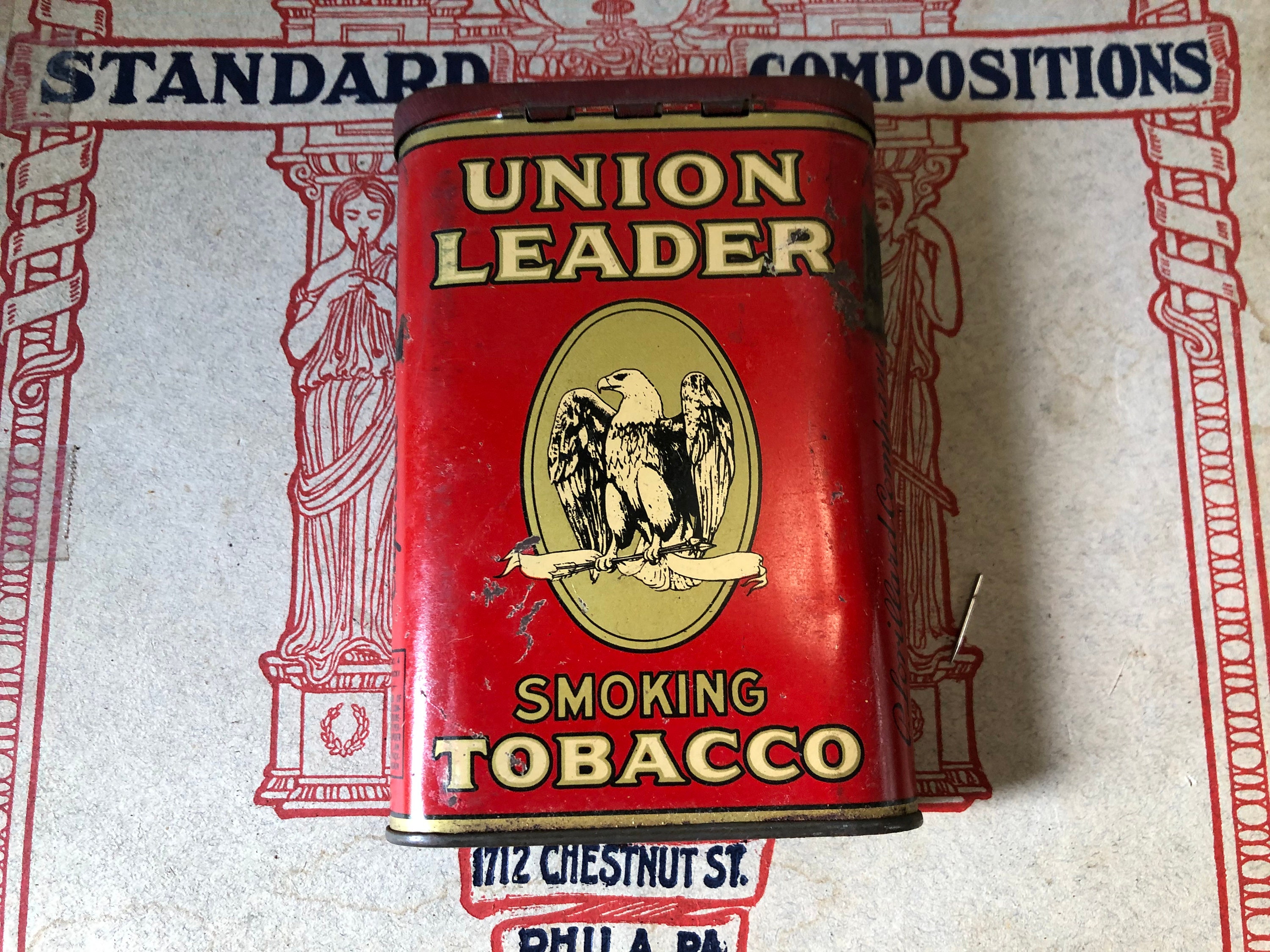union standard tobacco Vintage Union Leader Pipe Tabacco Tin, Tin for the Collector of Vintage  Packaging, Collectible Tobaccianna