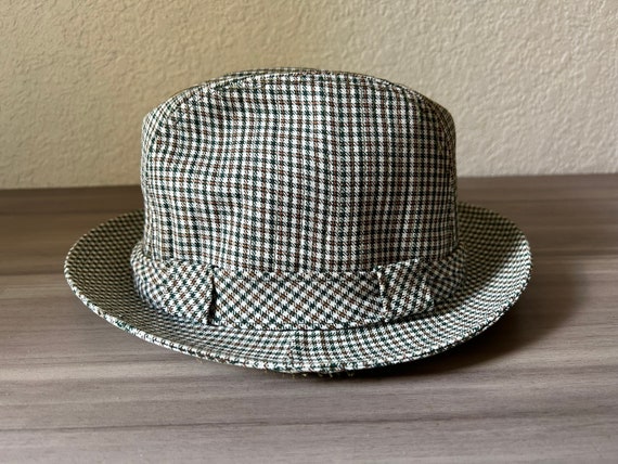 Vintage 1970s Stetson Fedora Hat Check Plaid Ging… - image 4