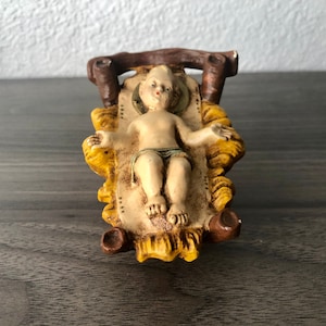 Vintage Italy Nativity Baby Jesus, Christmas Nativity Paper Mache