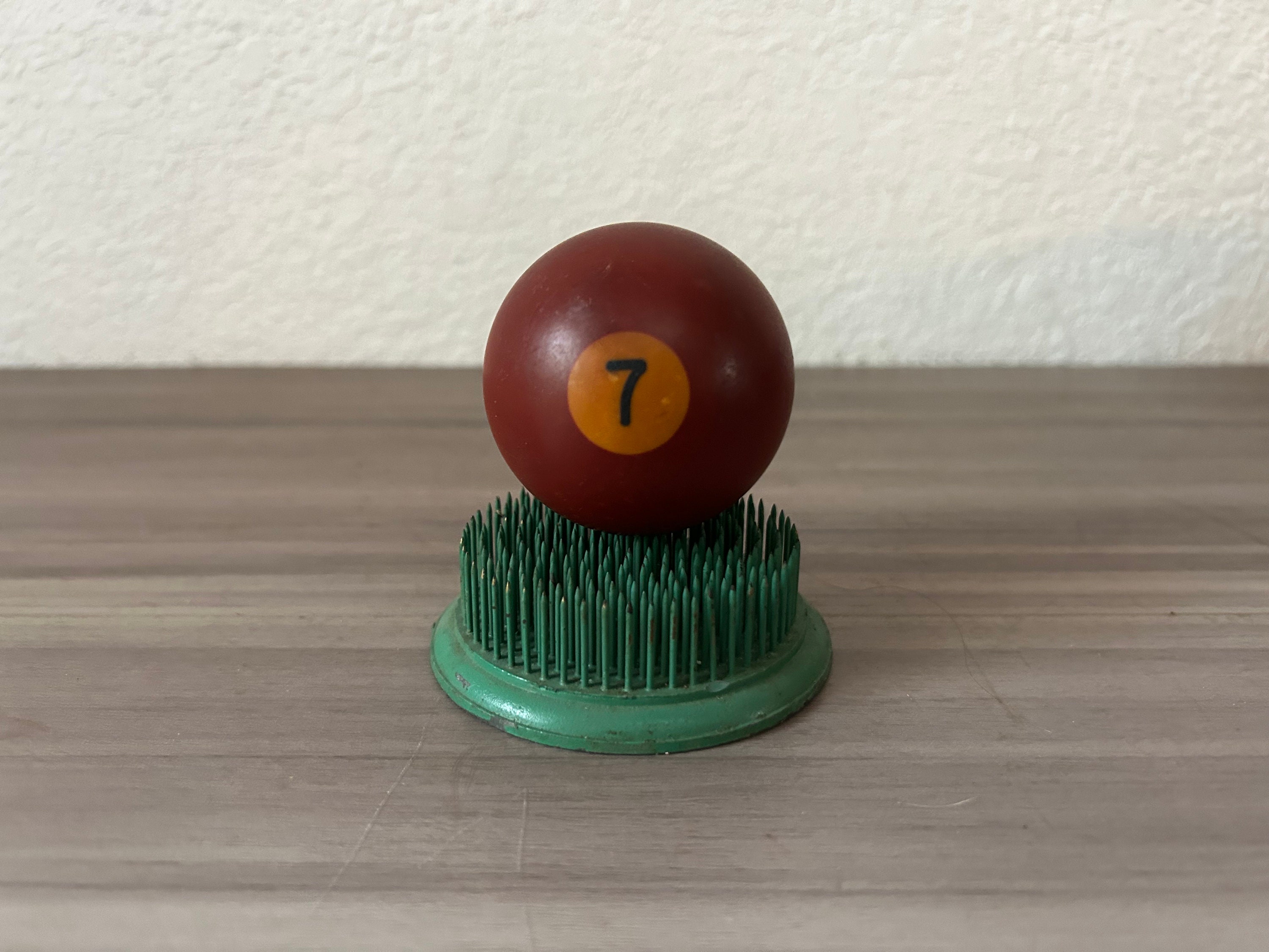 Antique Distressed Billiard Ball Red Number 7 Standard Pool Ball