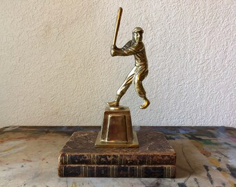 Vintage brass baseball trophy, Vintage Baseball Player Figurine, vintage sports