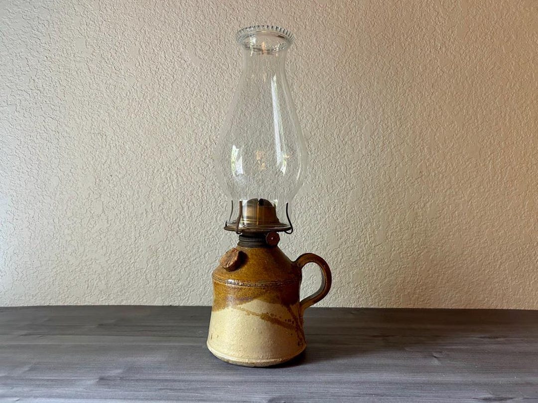 Vintage Studio Pottery Artist Signed Stoneware Hurricane Oil Lamp - Etsy