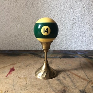 Antique Billiard Ball Green Number 14 Standard Pool Ball Size, Collectible, Home Decor, Altered Art