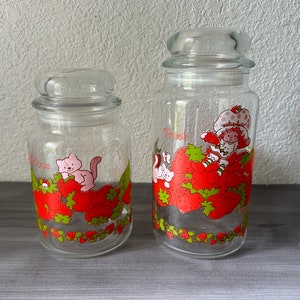 Vintage American Greetings Set of Two, Strawberry Shortcake Canister, Strawberry Shortcake, Kitchen Decor,Vintage Kitchen