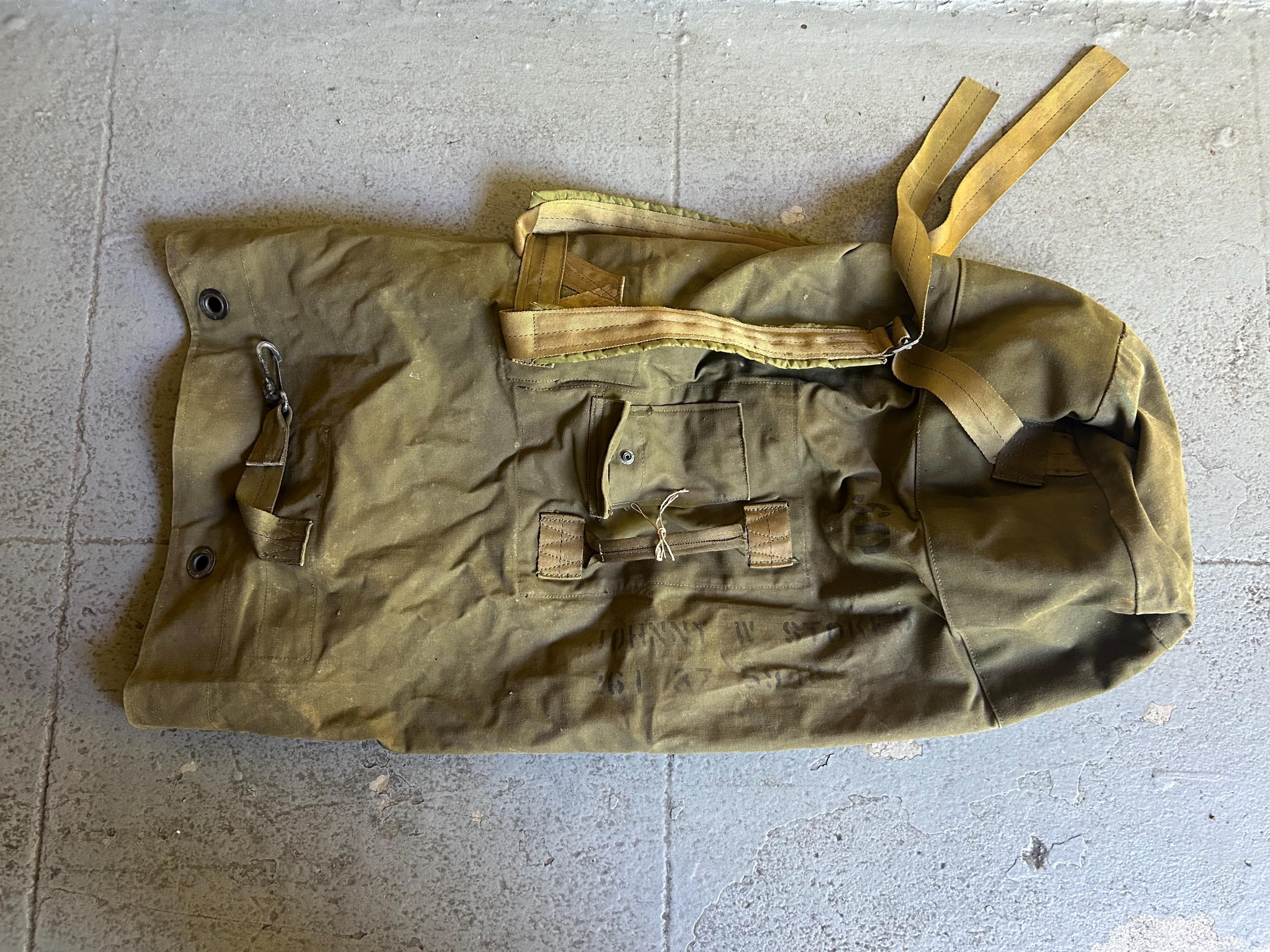 Vintage Canvas Duffle Bag Duffel US Military 1960s Nice Wear