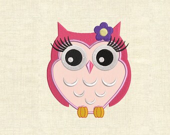 Cute Applique Owl Machine Embroidery Design (4 Sizes)