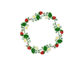 Strawberries wreath Machine embroidery designs Strawberry