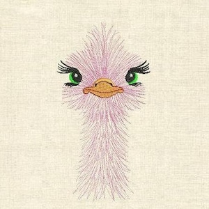 Lady ostrich Machine embroidery designs  birds