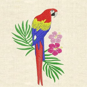 Machine embroidery designs Ara parrot birds