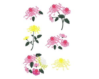 Chrysanthemum set of Machine embroidery flowers Japanese embroidery