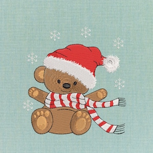 Christmas bear machine embroidery design