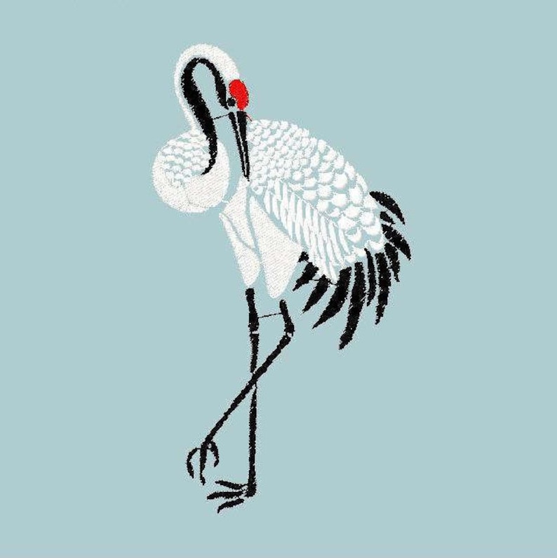 Machine Embroidery Designs Cranes Japanese Embroidery Etsy