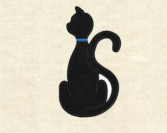 Disegno di ricamo a macchina con gatto applicato