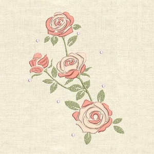 Roses branch Machine embroidery designs
