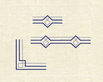 Art deco border and corner set Machine embroidery designs