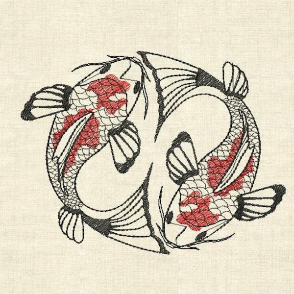 Machine embroidery designs, Japanese embroidery koi fish