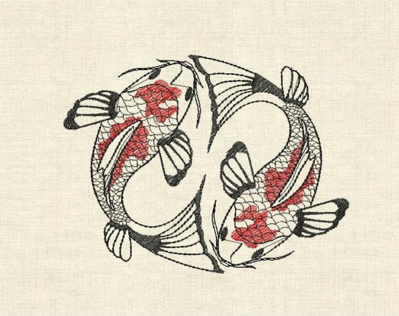 Machine Embroidery Designs Japanese Embroidery Koi Fish Etsy Sweden