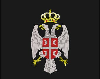 Serbian national coat of arms crest Eagles Machine embroidery designs
