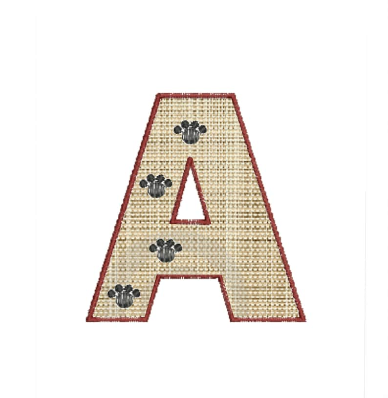 Machine embroidery designs Applique Monogram fonts Paw Print image 2