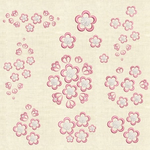 桜の花セット 機械刺繍デザイン 桜