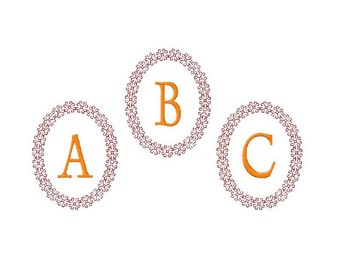 Machine embroidery monogram fonts frame alphabet