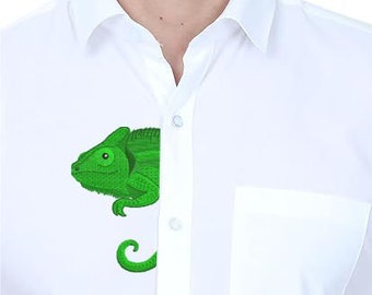 Peeking chameleon pocket topper Machine embroidery design