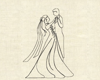 Wedding bride and groom machine embroidery design