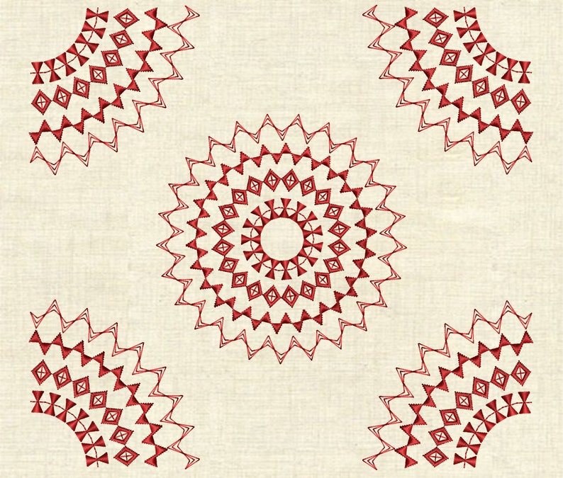 Machine Embroidery Designs Corners and Center Piece for Etsy