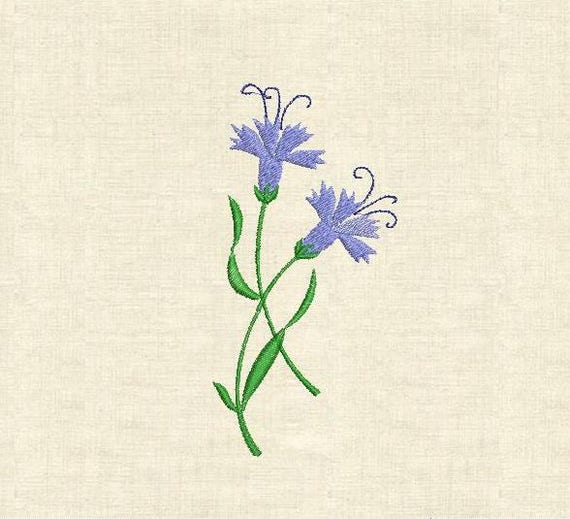 Machine Embroidery Cornflower Carnation Wild Flowers Etsy