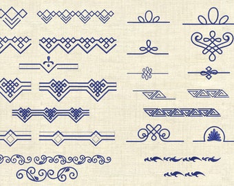 15 designs! Art deco Machine embroidery designs  continuous elegant borders