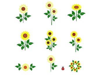 Sunflowers set of 10 designs + gift! Machine embroidery design