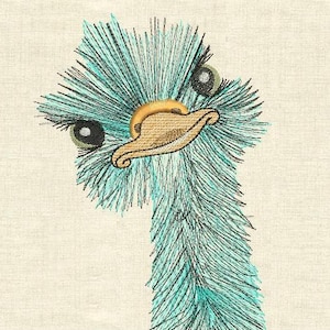 Blue ostrich Machine embroidery designs birds