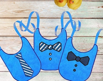 ITH Machine embroidery designs baby bibs with tie or bowtie for little gentleman