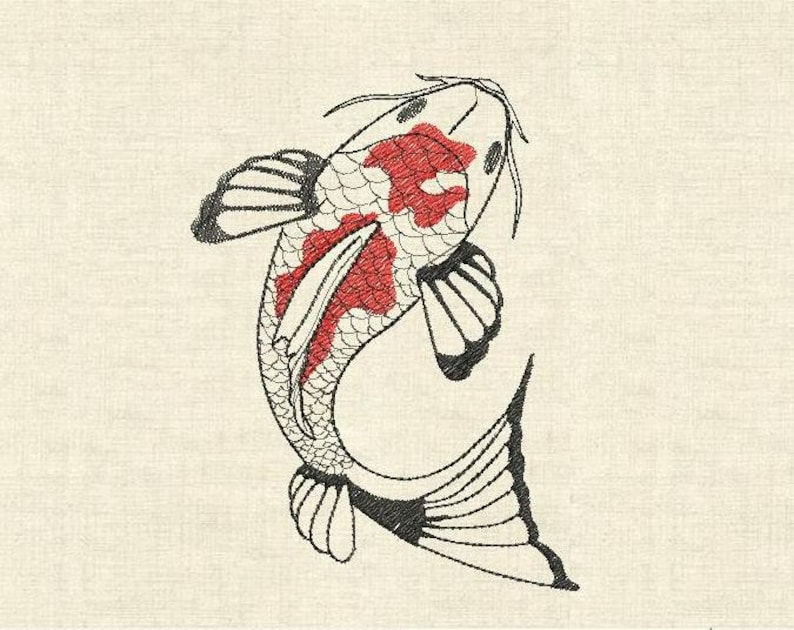 Machine embroidery designs Japanese embroidery koi fish Etsy