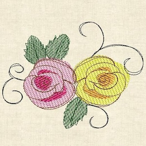 Sketched roses Machine embroidery designs