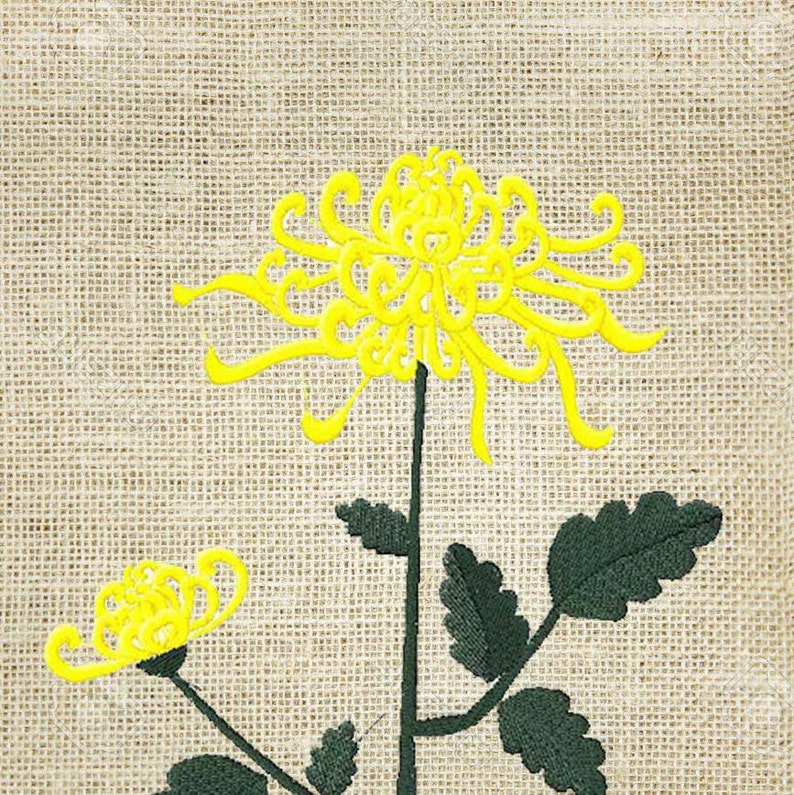 Machine embroidery flowers Japanese embroidery Chrysanthemum Etsy